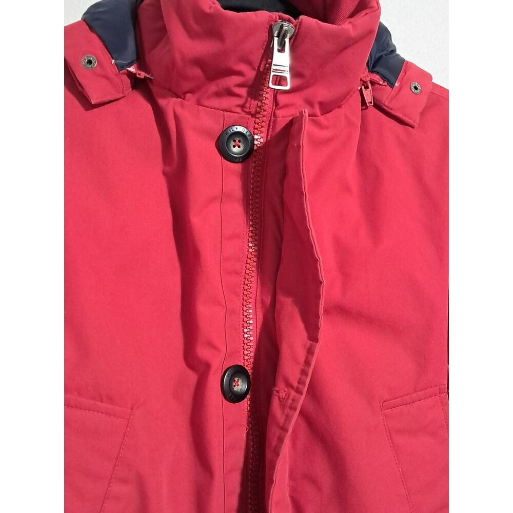 Tommy Hilfiger Mens Red Hooded Bomber Jacket Size S Quilted Insulated Water-Resi - Picture 4 of 16